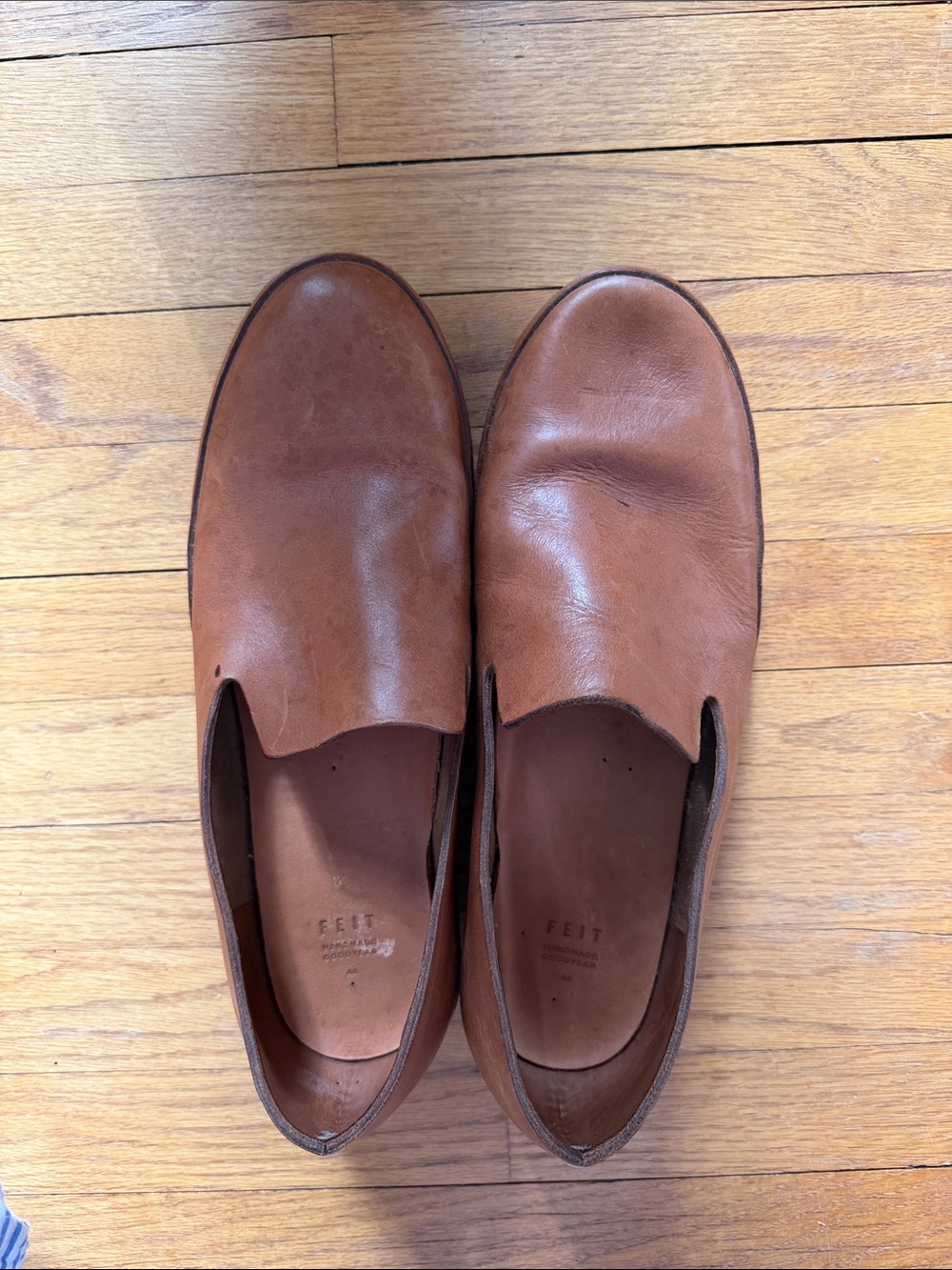 FEIT Handsewn Slip On Leather Tan Leather Shoes Size 44